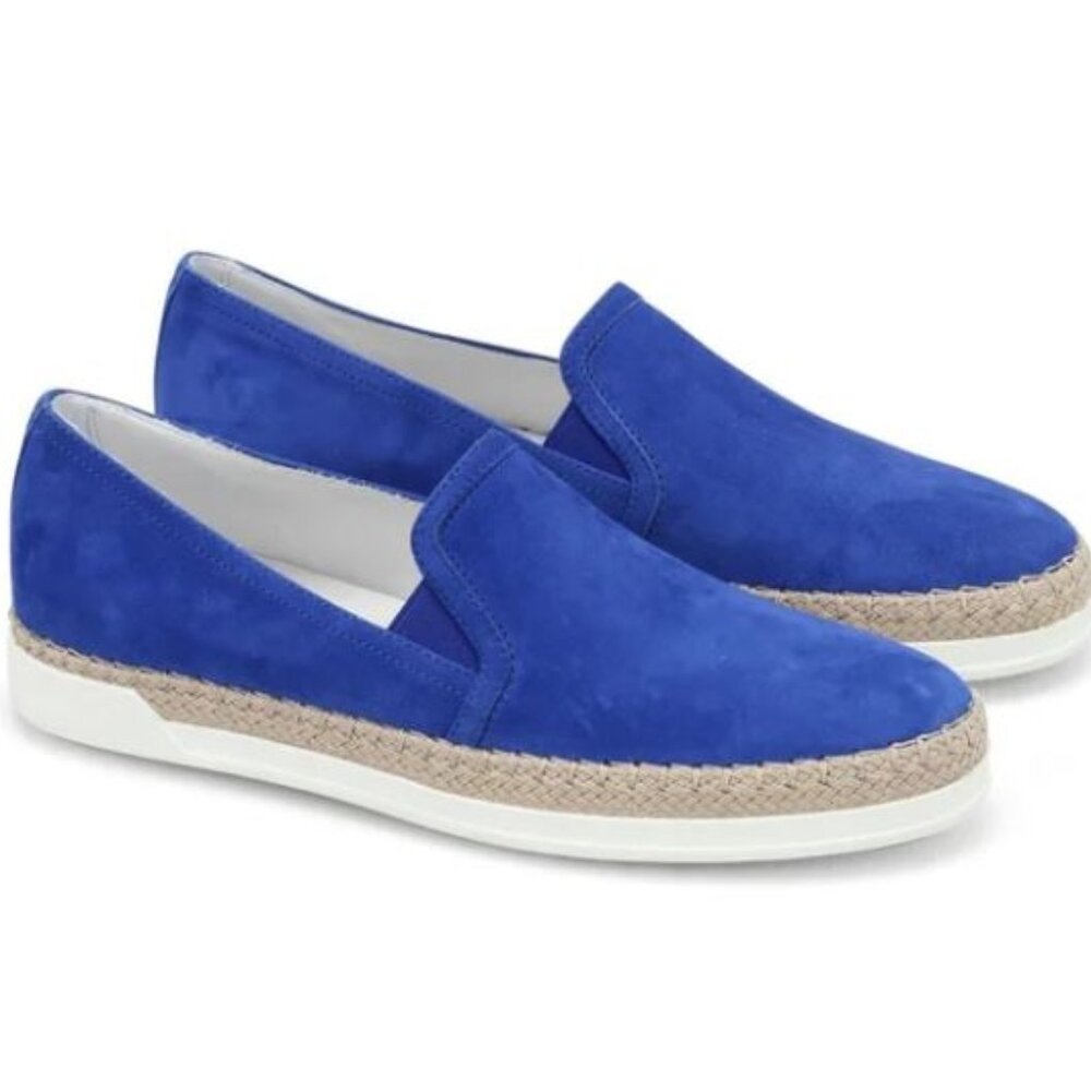 Tod's Womens Cobalt Blue Suede Espadrille Slip on Sneakers Size 39.5 US Size 9.5